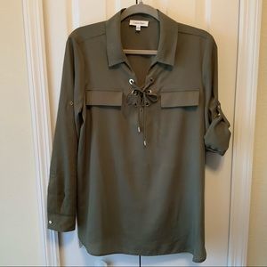 Calvin Klein Roll-up Tab Sleeve Top